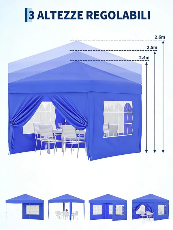 Pavillon, Vandtæt, Justerbar Højde,Blå