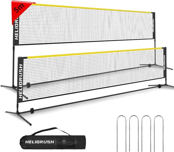 Badmintonnät, Justerbar Höjd, Stabil Stålram, Gul