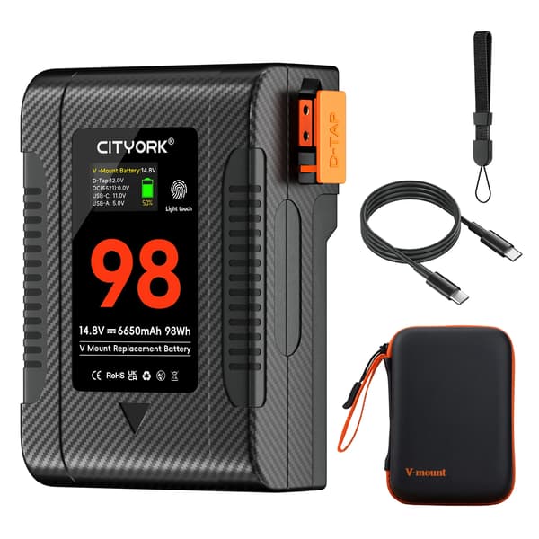 V Mount -akku, Mini V-Lock, Type-C PD Nopea Lataus,98W akku