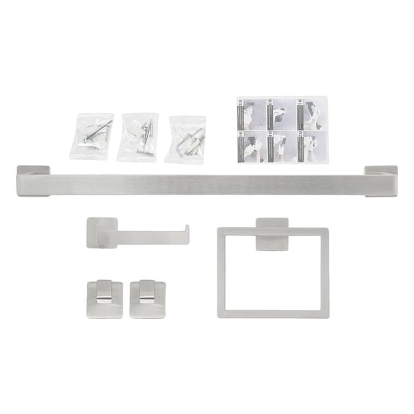 Badrumsaccessoarer Set, Väggmonterad, Rostfritt Stål Konstruktion,5st Silver