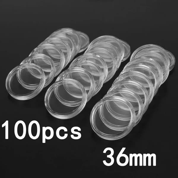 Myntkapslar, Transparent Design, 100 Stycken,36mm