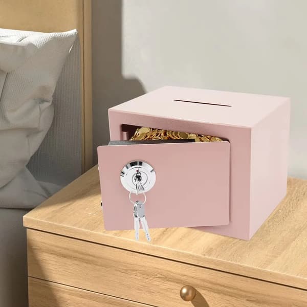 Säkerhetsbox, Hållbar Stålstruktur, Mekaniskt Nyckellås,Rosa