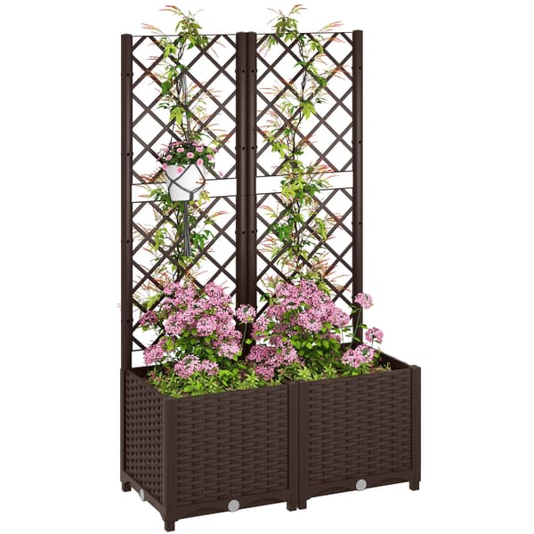 Planter, Dräneringssystem, Bred kapacitet, 80x40x135 cm, Brun