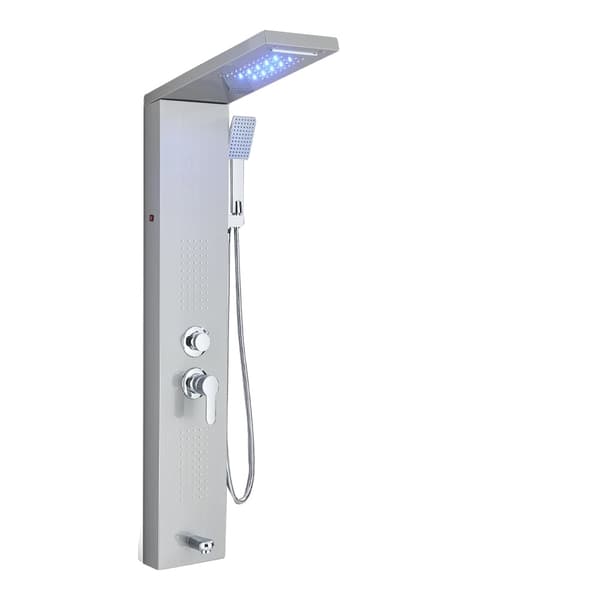 Duschsystem, LED-lampa, massage spray,6012 Nikel