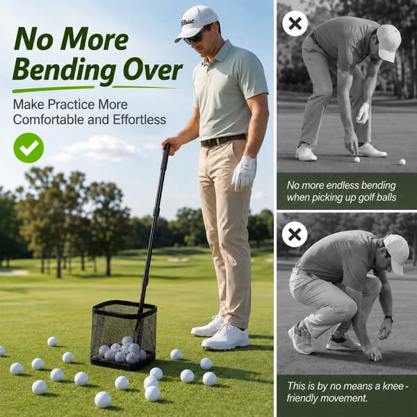 Golfbollsuppsamlare, Justerbar Höjd, Multi-Boll Uppsamling, svart