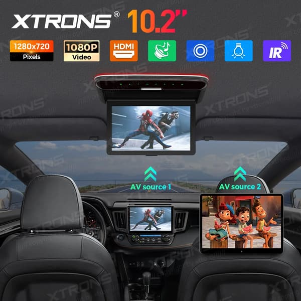 Bilstolmonitor, 10,2" TFT HD-skärm, Dubbel AV-ingång,CM103HD