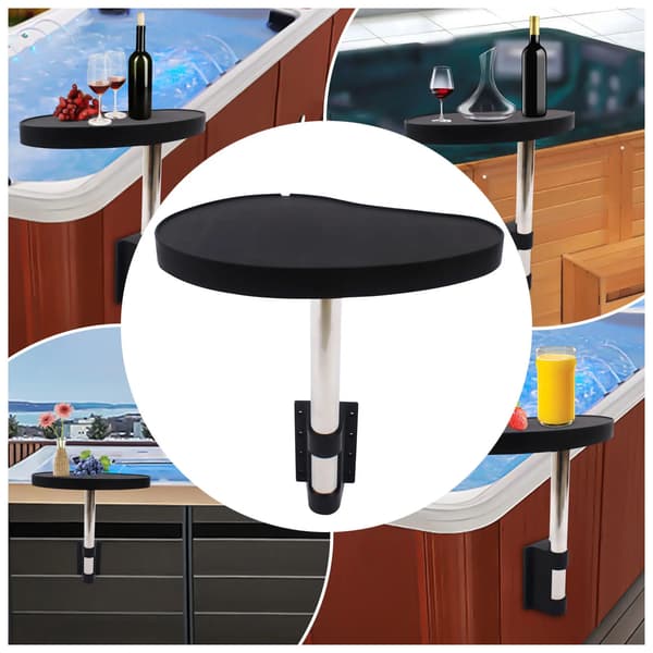 Spa Caddy Sidobord, 360° Rotation, Hållbart Rostfritt Stål,svart