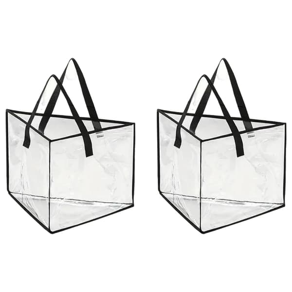 Opbevaringspose, Genanvendelig, Pladsbesparende Design,2Pcs-Gennemsigtig