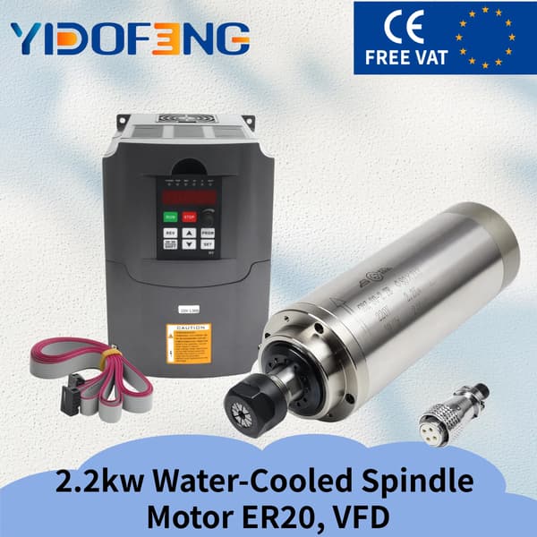Vattenkyld Spindelmotor, VFD Inverter, ER20 Chuck System,Med VFD