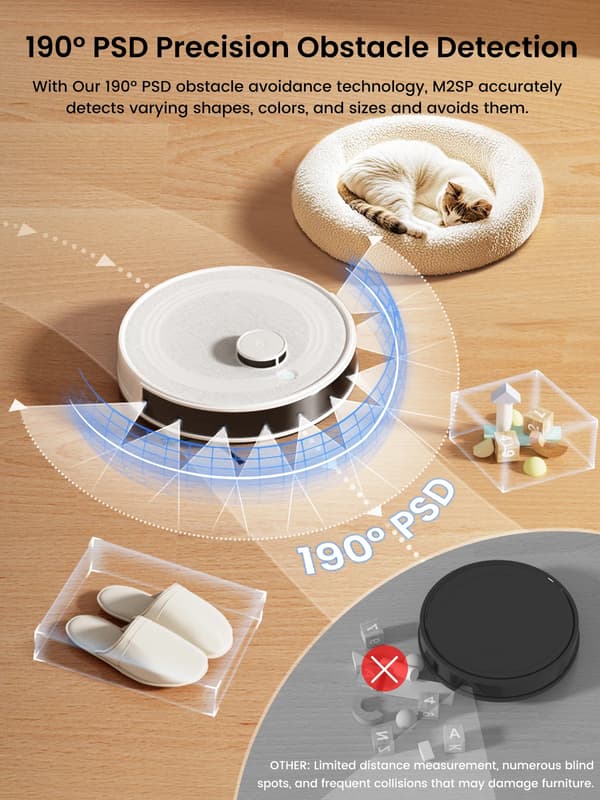 Robotdammsugare, 10000Pa sugkraft, smart navigering,VIT