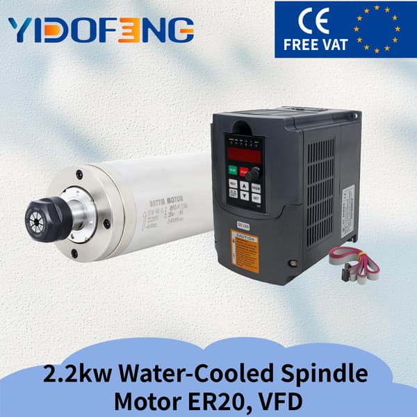 Spindelmotor, 2,2 kW, Vattenkyld Design,Med VFD