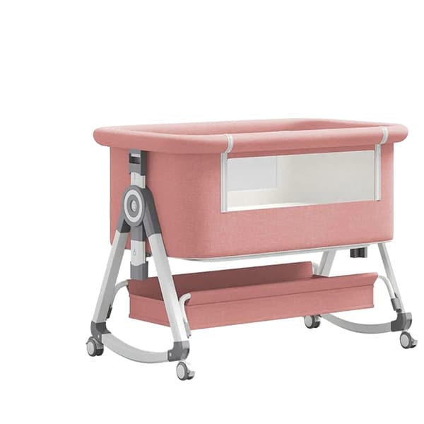 Spjälsäng, Multifunktionell, Fällbar Design,ZDC rosa