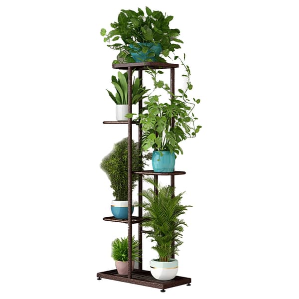 Växtställ, Vertikalt 5-nivådesign, Stöder 6 Krukor,Brun