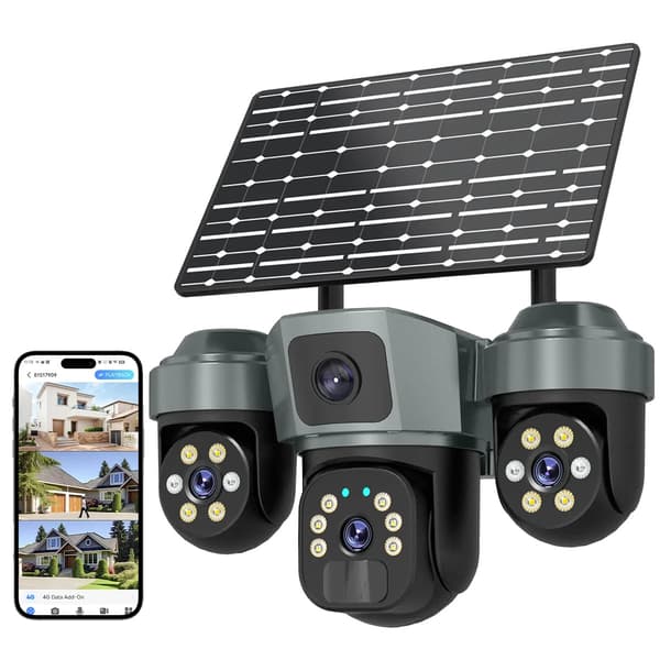 Overvågningskamera, 4G-forbindelse, Tre-linse system,4G Solenergi