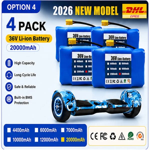 Batteripack, 36V, 20000mAh, 20000mAh-4PCS