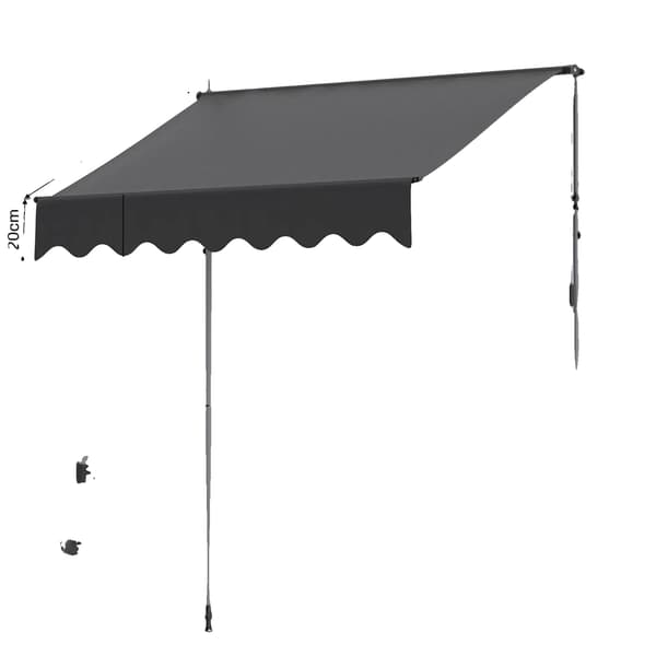 Markiser, Justerbar Højde, Vandtæt Design,Grå 3.5x1.2m
