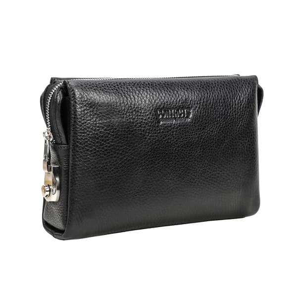 Clutch Taske, Ægte Læder, Alsidig Opbevaring,Sort