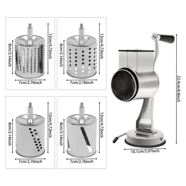 Manuell roterande grönsakshyvel, 430 rostfritt stål, 5 blad, diskmaskinssäker