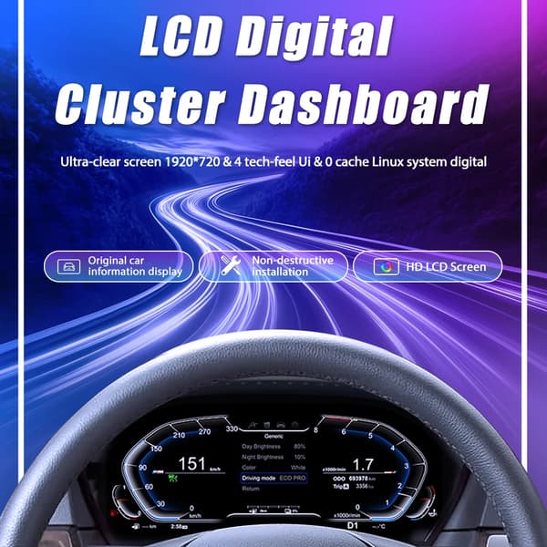 Digital Dashboard Cluster, Plug-and-Play Design, Multi-Sprog Support,E71