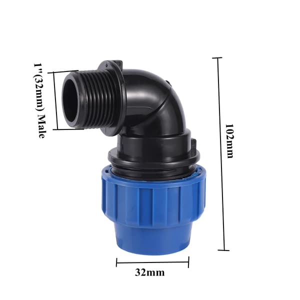 PE-rør reducerende forbindelse, holdbart materiale, alsidig kompatibilitet,1 Mand x 32mm L