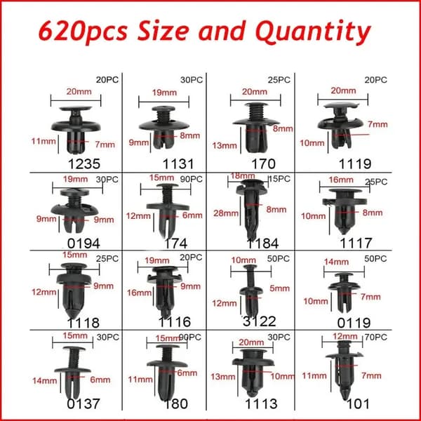 Fastener Clips, 620 Stykker, Alsidig Bilbrug,620Pcs