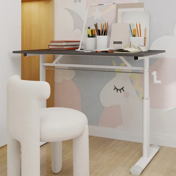 Justerbart Studiebord, Højdejusterbart, Multifunktionelt Design,Grå + 60*100cm