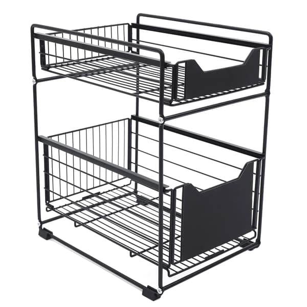 Organizer Rack, 2-lagers design, robust kolstål,svart