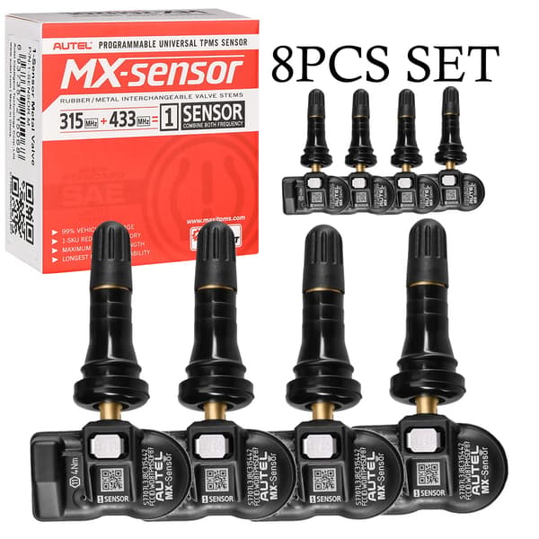 TPMS-sensor, 315MHz & 433MHz kompatibilitet, nem installation,8PC Gummi Sensor