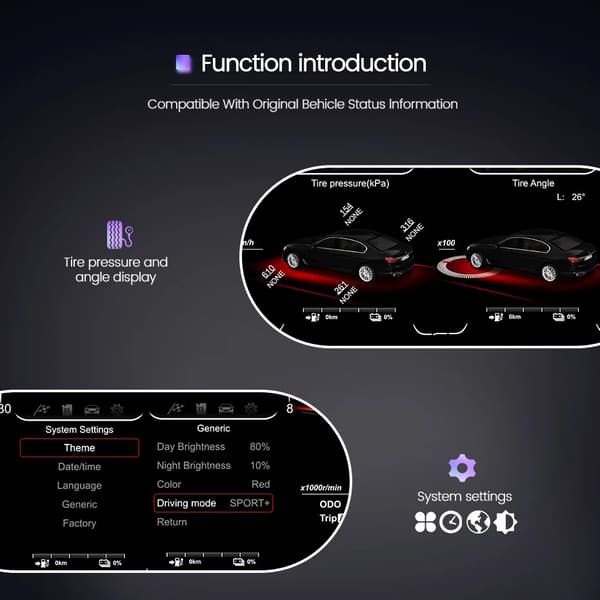 Digitalt Dashboard, HUD Integration, Luksusbil Kompatibilitet,BM003-OM-26