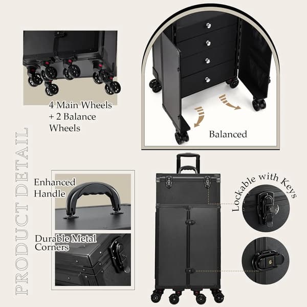 Makeup Trolley, Multifunktionel, Bærbar Design,sort
