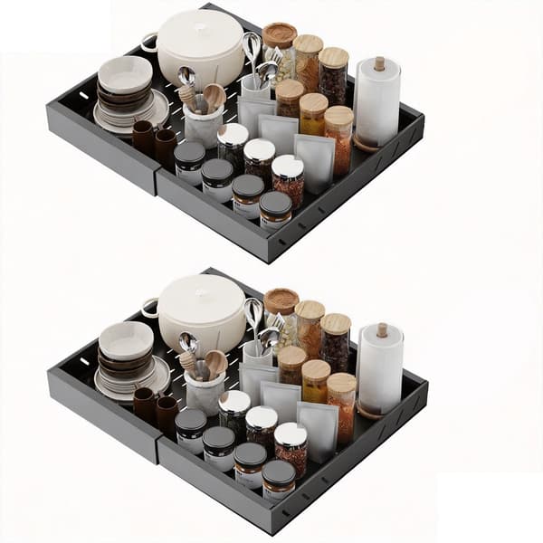 Glidende Organizer, Justerbar Bredde, Kraftig Design,Sort-2stk