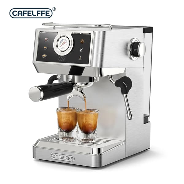 Espresso Kaffemaskine, Integreret Mælkeskummer, 20Bar Tryk,Sølv, EU