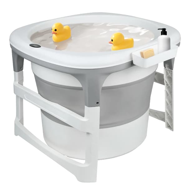 Badekar, Justerbar Temperaturmonitor, Pladsbesparende Design,GRÅ