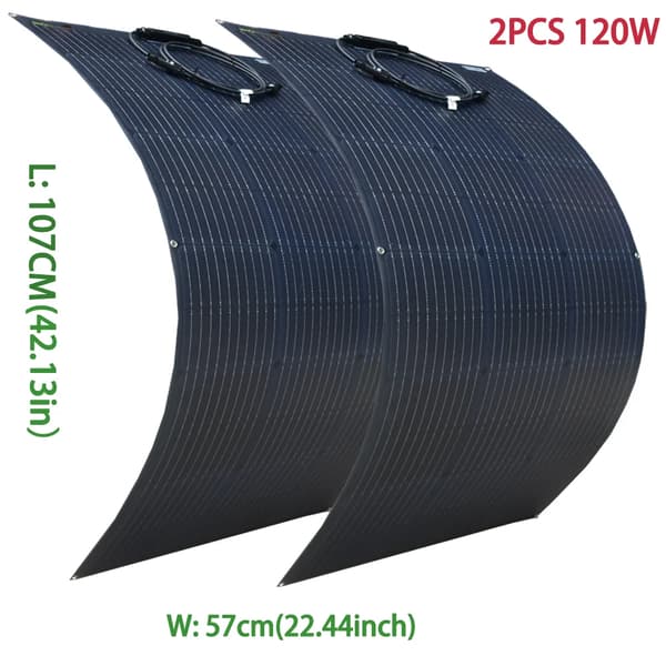 Solpanel, Fleksibelt Design, Høj Effektivitet,ETFE 120W 2stk