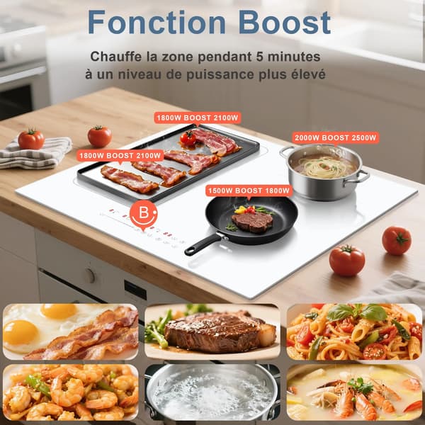 Induktionshäll, 4 Plattor, Inbyggd Design,vit färg, EU