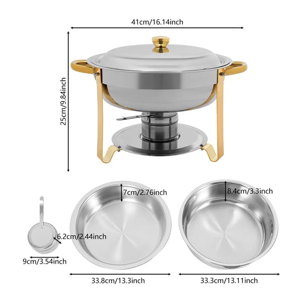 Chafing Dish, Rostfritt Stål, 4-delars Set,Guld
