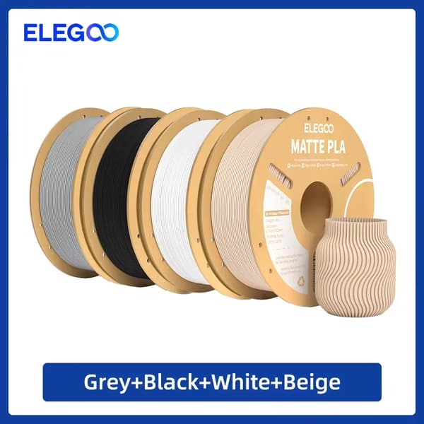 PLA Filament, Matt Finish, 1kg Spool, Mixed D 4kg