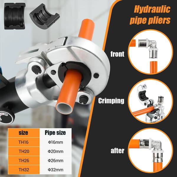 Hydrauliskt pressverktyg, 360° roterande huvud, 10 tons tryck, Blå
