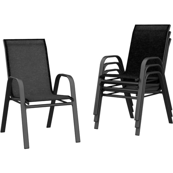 Havestole, Stabelbar Design, UV-Bestandig,4stk Sort