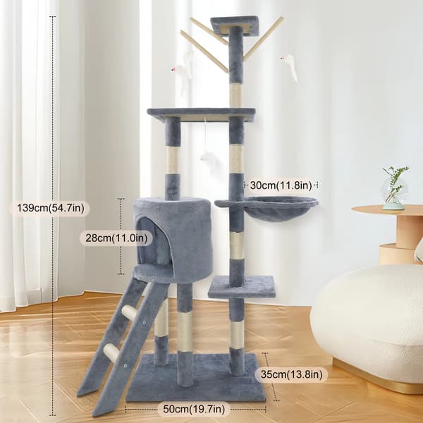 Kattetårn, Multi-Niveau Design, Kradseposter,140 cm høj kradsetræ