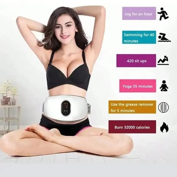Massagebälte, Justerbar Värmefunktion, Högfrekvent Vibration,VIT
