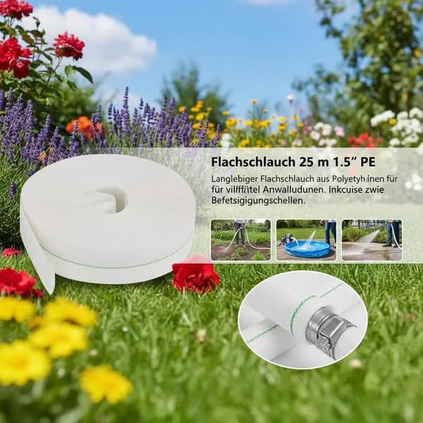 Vattenslang, Hållbar Rostfritt Stål, 25m Längd,armégrön