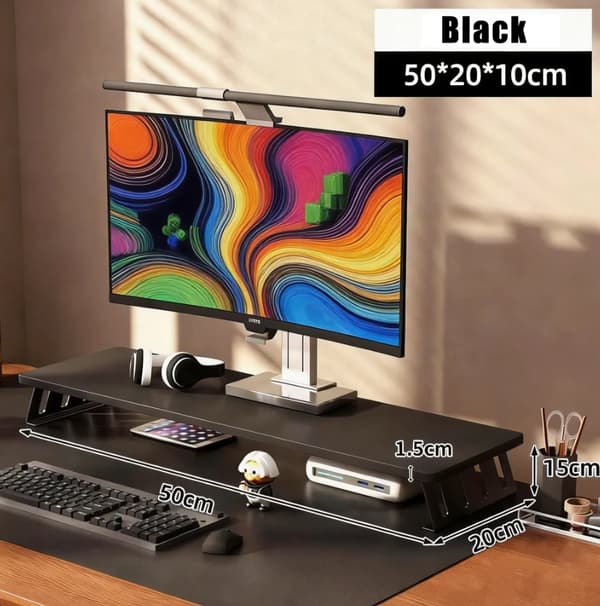 Monitorstand, Ergonomisk Design, Justerbar Højde,B-Sort