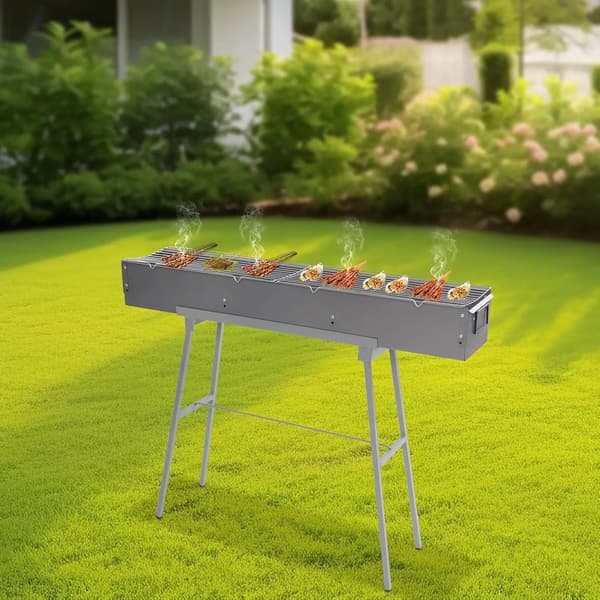 Grill, Bærbar Design, Justerbar Luftdør,Sølv