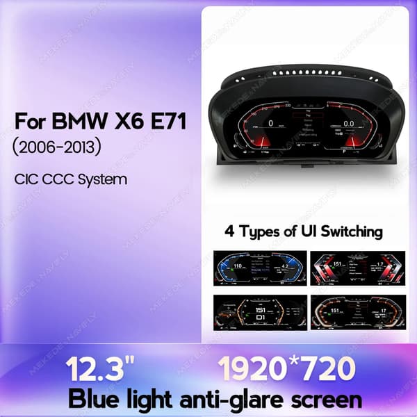 LCD Digital Dashboard, HD Skærm, Plug and Play Installation,X6 E71 CCC CIC