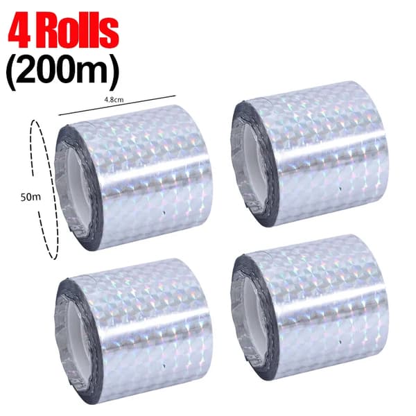 Fugleskræmmende Tape, Reflekterende Overflade, Nem Anvendelse,4 Ruller-B(4.8cm), Ingen stik-b