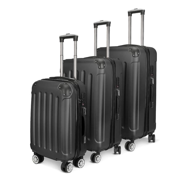 Bagagesæt, Holdbart ABS-materiale, Integreret TSA-lås,Sort