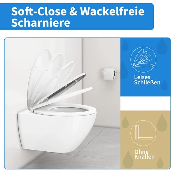Toiletbræt, Blød Lukke Mekanisme, Hurtig Udgivelsesfunktion,HVID