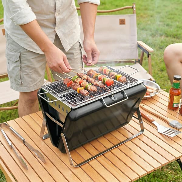 Kolgrill, Bärbar Design, Lätt Hantering,svart