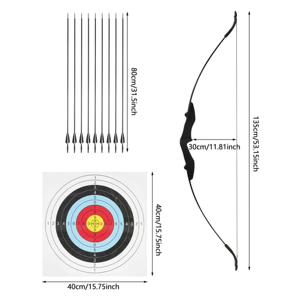 Recurve Båge Set, Komplett Nybörjarkit, Hållbara Material,svart